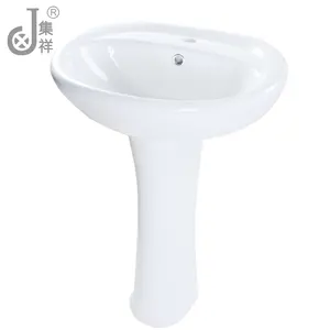 Sanitary Floor Wall Mounted Pedestal Basin OEM Slim Pedestal Sinks Hand Wash Basin Full Pedestal Ceramic Single Hole Modern Oval