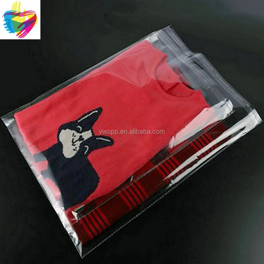 Alibaba Yiwu plastic opp clear shirt/kleding verpakking poly zelfklevende zak