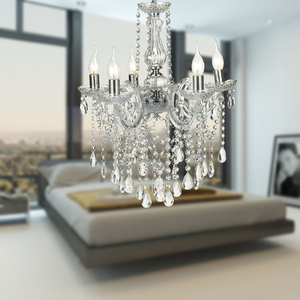 Lámpara colgante de araña, 5 luces doradas acrílicas, gotas de latón, de cristal, estilo art deco - Product Image 4