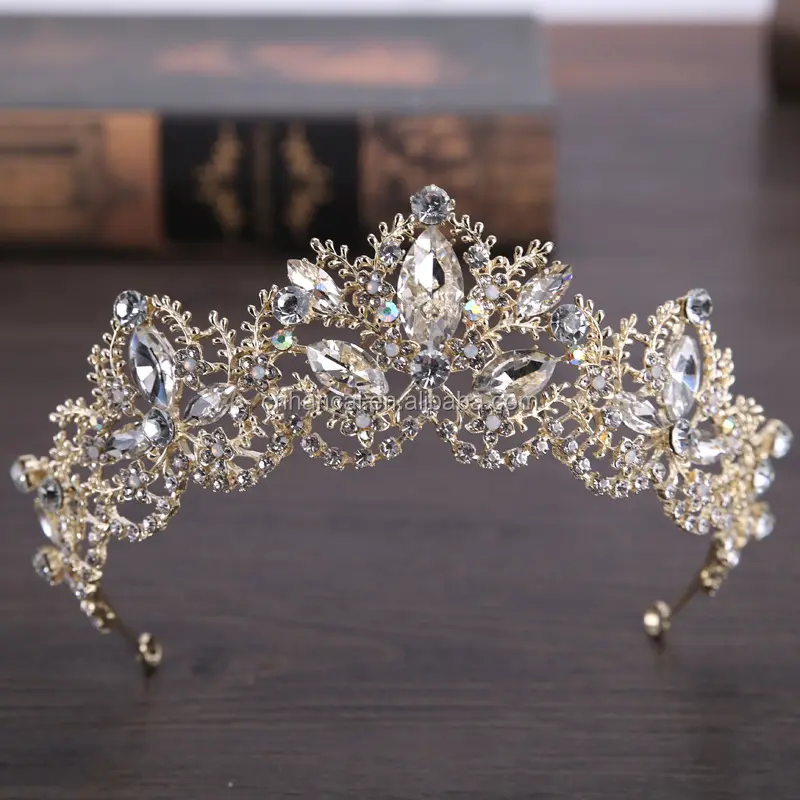 Neue Mode Barock Luxus Kristall AB Braut Crown Tiaras Licht Gold Diadem Tiaras für Frauen Braut Hochzeit Haar Zubehör