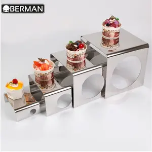 Hotel banquet equipment stainless steel buffet elevation , hammer dessert buffet display stand