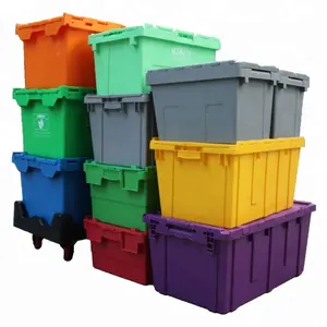 Caisse de rangement en plastique industrielle de haute qualité boîte de déménagement en plastique avec couvercle caisse fourre-tout caisse caisse mobile en plastique