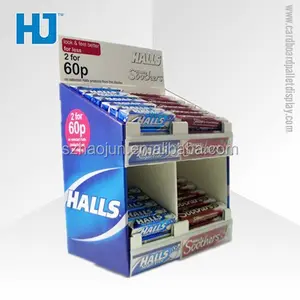 Low price chewing gum display counter, supermarket advertising stackable metal bins for Halls