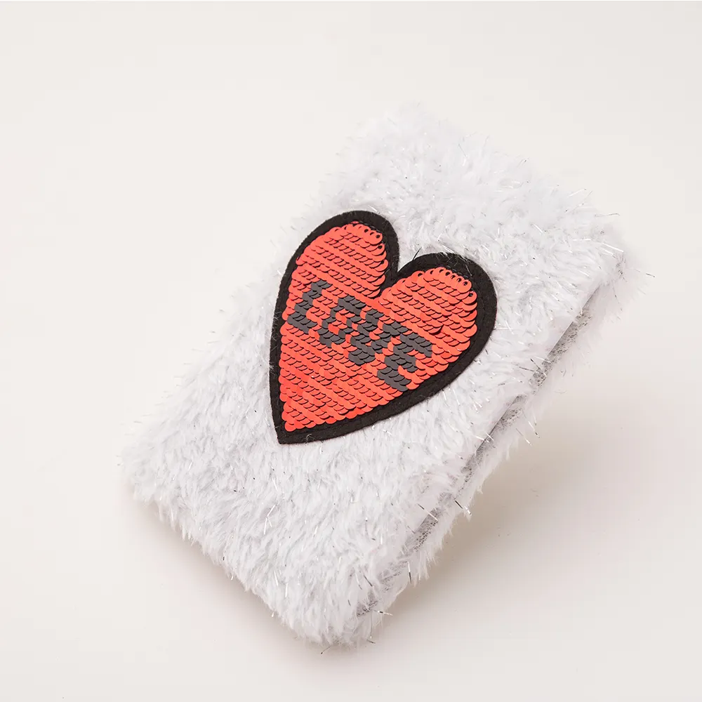Mode hart patroon soft cover sequin fluffy cover notebook voor gift