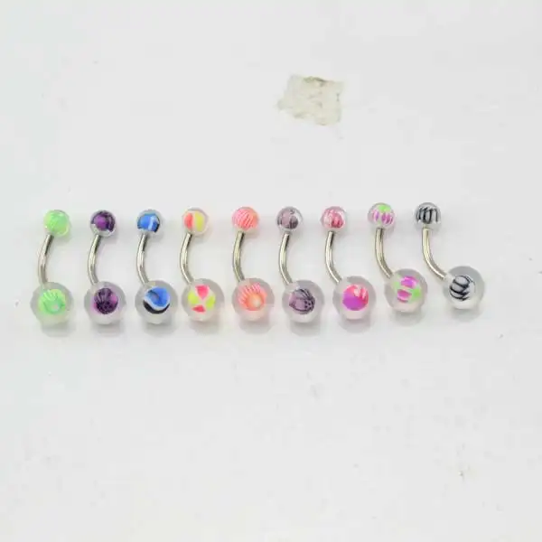 Piercing para la lengua Acero inoxidable Industrial Barbells UV Ball Barbell Tongue Ring