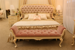 <span class=keywords><strong>Lit</strong></span> à baldaquin en bois massif sculpté antique <span class=keywords><strong>de</strong></span> style européen classique, blanc neige, pour mariage BF05-YS033 - Product Image 4