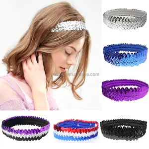 สาวสตรียืด Sparkle Glitter เลื่อมแฟชั่น Headband