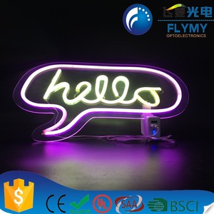 Alibaba amazon ebay mayor festivo y fiesta china fábrica suministra decoración personalizada batería powered luz de neón Hola - Product Image 5