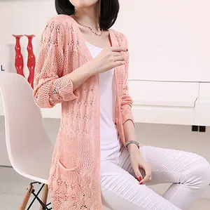 New design fashion hollow out lady knitted shirt