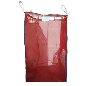 Firewood Net Bulk Bag 1000kg Mesh Square Breathable Big Bags Super Sack Ventilated Wood Top Full Open 4 Loops Strong Durable 5:1