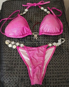 Tute da donna in posa per bodybuilding con <span class=keywords><strong>paillettes</strong></span> olografiche per bikini da competizione IFBB NPC - Product Image 5