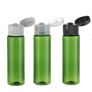 <strong>Green</strong> Empty 30 ml Plastic Cylindrical <strong>Bottle</strong> with Flip <strong>Top</strong> Lid for Cosmetics in Guangzhou - Product Image 1
