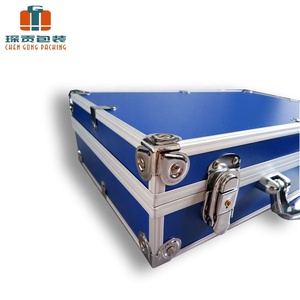 골드 블루 트럭 휴대용 메이크업 알루미늄 이동식 서류 가방 내화 도구 상자 비행 케이스 도구 상자 잠금 키트 트럭 - Product Image 4