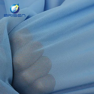 Özel 31a toptan mavi renk şeffaf streç Polyester örgü atletik Spandex üretimi iç çamaşırı için kumaşlar