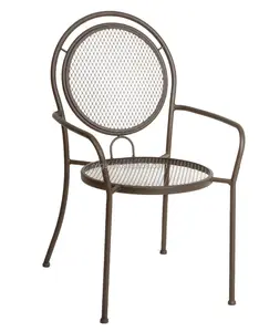 Outdoor Garden Patio Wrought Iron Stacking Chair Metal Mesh Chair