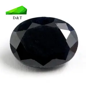 Factory wholesale price 6x8mm oval shape loose gemstone checker faceted natural black sapphire