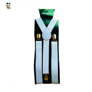 Fashion baju pesta kostum suspender Pria, suspender putih elastis HPC-3600