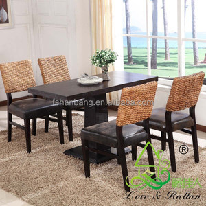 2016 nuevo diseño moderno rattan jacinto de agua tienda de café de madera mesas y sillas colocadas - Product Image 3