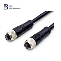 Câble de capteur circulaire M12 à 4 broches en laiton/nylon/cuivre, étanche IP67, connexion DIN, surmoulé, plaqué or, mâle/femelle, coudé