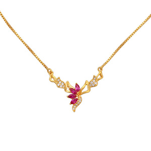 Xuping זהב 24 K אופנה סגנון rhinestones אדום זירקון שרשרת לנשים - Product Image 2