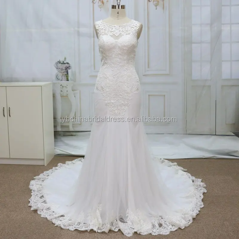 mermaid style with special lace pattern sexy back bride wedding dress