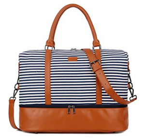 ผ้าใบกระเป๋าถือกระเป๋าหนัง weekender กระเป๋ากับช่องใส่รองเท้า - Product Image 2