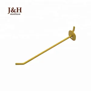 J&H Storefixture Merchandises Display Metal Peg Apple Shaped Hook Powder Coated Yellow Single Prong Pegboard Hooks