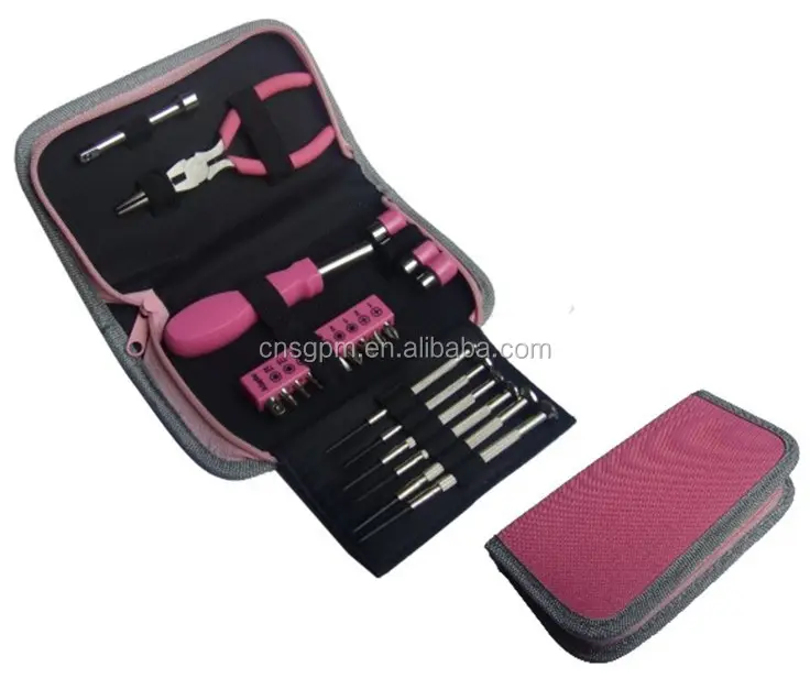 24pcs combined promotion pink tool kit for women and ladies