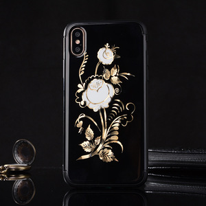 Oro <span class=keywords><strong>de</strong></span> lujo del cromo láser impresión floral Rosa flor TPU silicona caso del teléfono celular para el iPhone x 8 8 más 7 7 más - Product Image 4