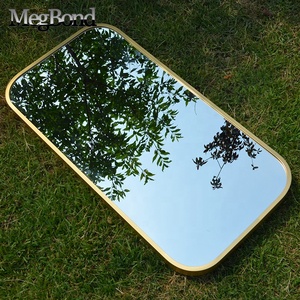 Waterproof Aluminium Brushed Gold Art Deco <strong>Rectangle</strong> Decorative <strong>Wall</strong> <strong>Mirror</strong> <strong>for</strong> Hanging - Product Image 5