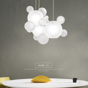 Nouveau verre blanc laiteux boule à bulles en verre pendentif lumière pour hôtel - Product Image 4