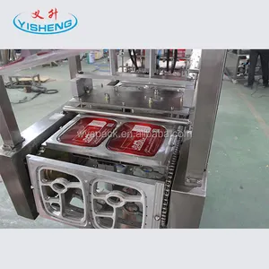 Custom 2 Line Fast Food Box Sealing Machine Automatic Linear Meal Food Container Flavour Tofu Filing Box Tray Filling Sealing