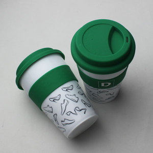Tasse avec couvercle en PE, <span class=keywords><strong>réutilisable</strong></span>, personnalisé, bon marché, tasse à café blanche unie - Product Image 1