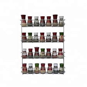 Scaffale di stoccaggio del condimento del supporto della parete di 4 livelli all'ingrosso, organizzatore metallico degli scaffali del barattolo della spezia d'attaccatura della <span class=keywords><strong>cucina</strong></span> - Product Image 1