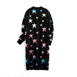 Autunno <span class=keywords><strong>donna</strong></span> X-lungo <span class=keywords><strong>Cardigan</strong></span> in cotone con motivo a stella <span class=keywords><strong>giacca</strong></span> a maglia con Logo frontale stile Casual cappotto invernale - Product Image 2