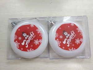 Boules plates en plastique rouge pour décorations <span class=keywords><strong>de</strong></span> <span class=keywords><strong>Noël</strong></span> avec motif logo - Product Image 5