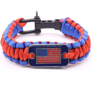 Gedrukt Metalen Tag Paracord Armband Nylon Custom Logo Paracord Armband