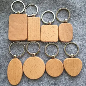 Porte-clés en bois vierge personnalisé, bricolage, pièces