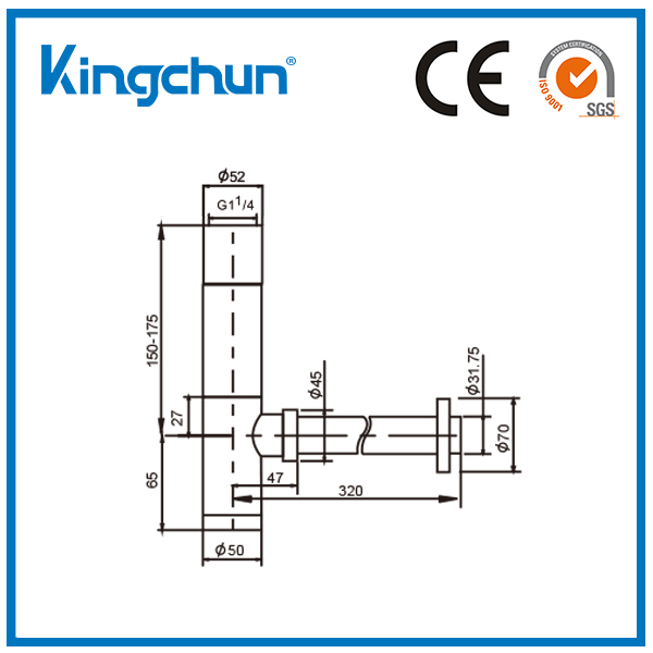 CP LAITON LAVABO KIT AVEC CYLINDRIQUE SIPHON BOUTEILLE