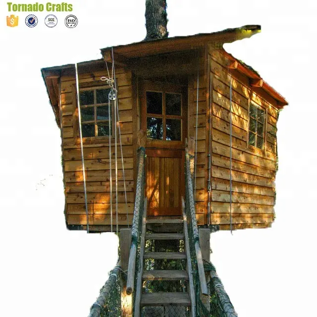 광저우는 크리스마스 훈장을 위한 간선 구멍을 가진 작은 인공적인 섬유유리 나무 집을 만듭니다