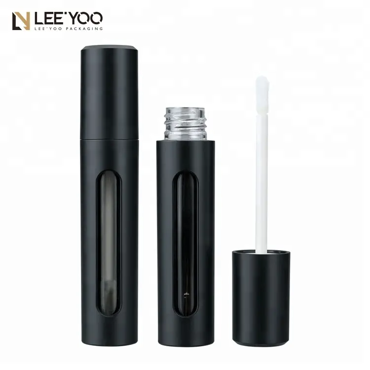 Unique empty lipgloss tube with window plastic lip gloss case custom-made cosmetics packaging makeup