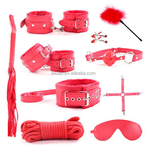10 pièces réglable en cuir en peluche adulte BDSM Kit jouets fétiche mâle Bondage ensemble de retenue