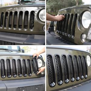 Offre Spéciale Noir Avant Mesh Grille Insert Décoration pour <span class=keywords><strong>Jeep</strong></span> <span class=keywords><strong>Wrangler</strong></span> JK & illimité 07-17 accessoires - Product Image 5