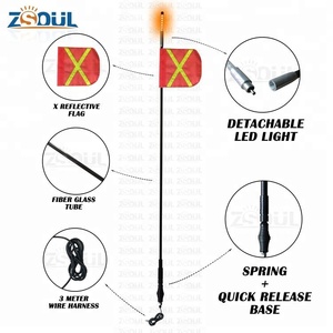 10ft 12ft LED Bandera de advertencia de seguridad látigos con negro más resorte de liberación rápida Base LED minería - Product Image 3