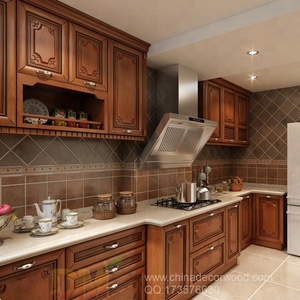 Mobili da <span class=keywords><strong>Cucina</strong></span> in Compensato dal Design Semplice, Armadietti Marroni con Look Senza Maniglie - Product Image 1