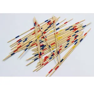 Round Sticks Wooden Educational Mikado Games Classic Colorful Bamboo Pick Up Sticks