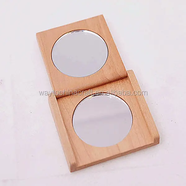 Petit miroir de maquillage en bois, portable facilement