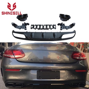 Kit de lèvre de diffuseur pour pot d'échappement, accessoire noir pour voiture, <span class=keywords><strong>Mercedes</strong></span> <span class=keywords><strong>Benz</strong></span> W205 AMG 2 portes coupé classe C 2015 2016, modèle C63 - Product Image 3