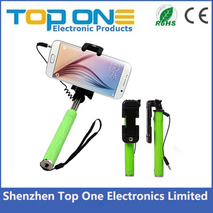 Encargo Cable Wired Selfie Stick de mano <span class=keywords><strong>monopie</strong></span>, barato atado con alambre Selfie palo con logo - Product Image 3
