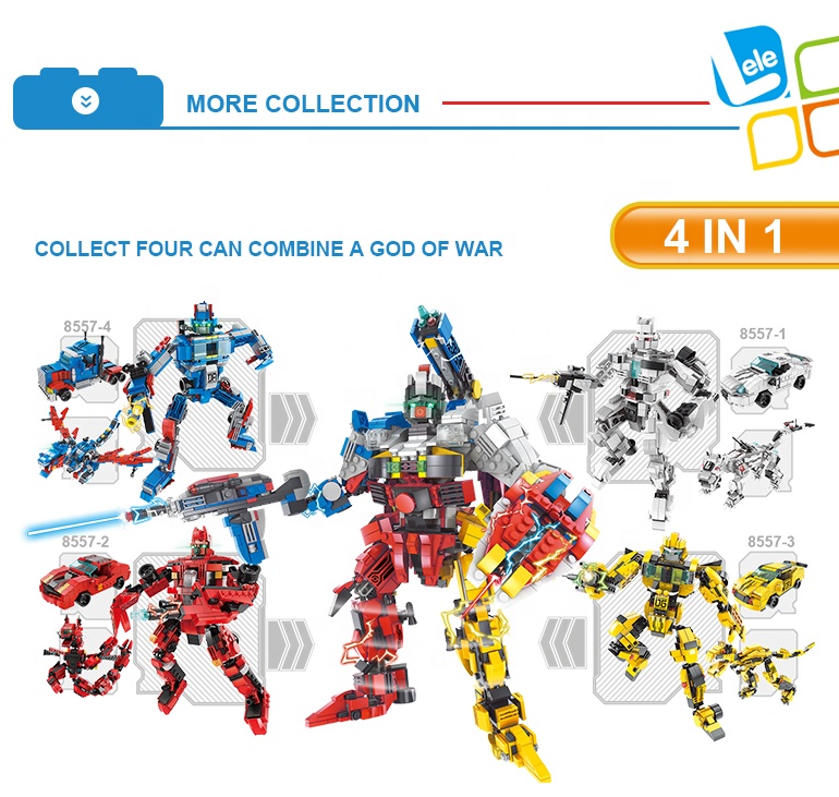 レレブラザーブロックおもちゃ変形モデルカーロボット恐竜3in1